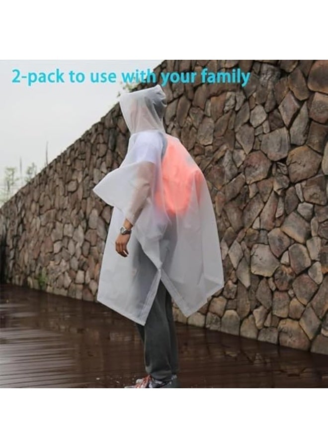 CLENEA 2 Pack Rain Poncho, Reusable Rain Ponchos, EVA Raincoat Rain Ponchos with Hood Reusable Rain Coat Jacket - Image 3